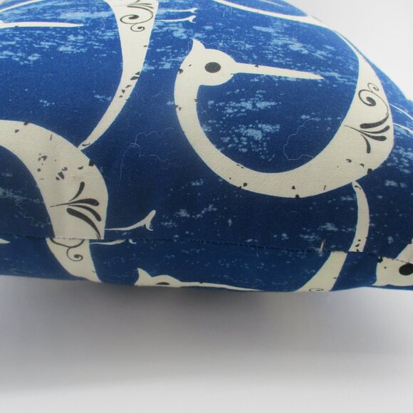 14" Navy Blue and White Exotic Phoenix Pillow. - Picture 6 of 6